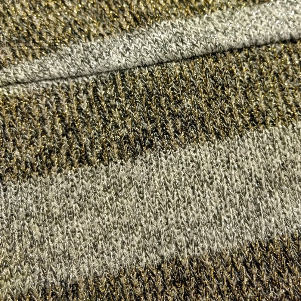Daytrip Gray Striped Sparkly Gold Sweater Tunic - Picture 6 of 8